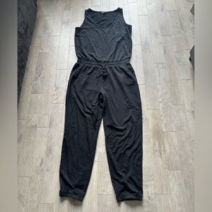 Lord & Taylor Black Sleeveless Drawstring Jumpsuit Large